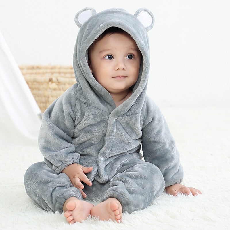 Flannel Baby Pajamas in Bear Style – Soft and Warm for Winter and Autumn