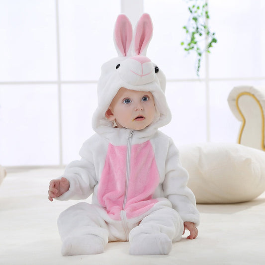 Baby Pajamas with Adorable Bunny Design – Cozy Flannel Jumpsuit for Newborns