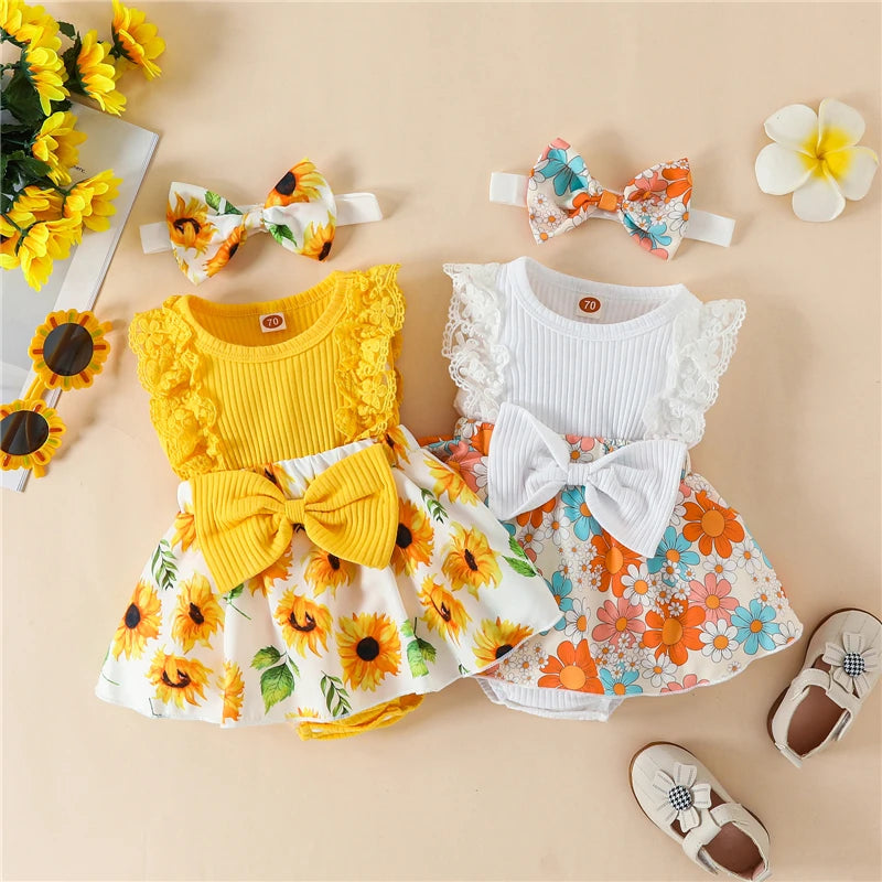 baby & childrens set - lace splicing flower print jumpsuit cute design