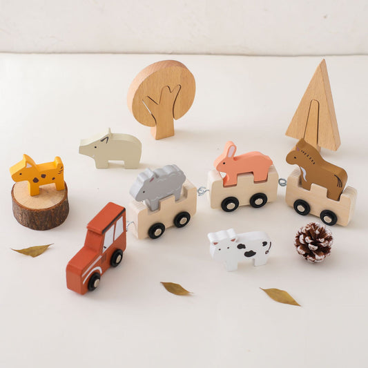 Early Education Baby Puzzle Toys - Building Blocks, Small Cars, Animal Farms, Multi-Functional Hands-On Brain Development Set