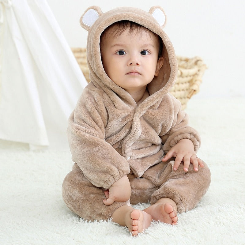 Back View of Bear-Themed Baby Pajamas – Perfect for Cold Weather