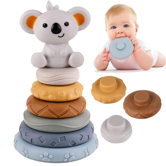 infant & toddler rainbow stacking blocks - soft rubber