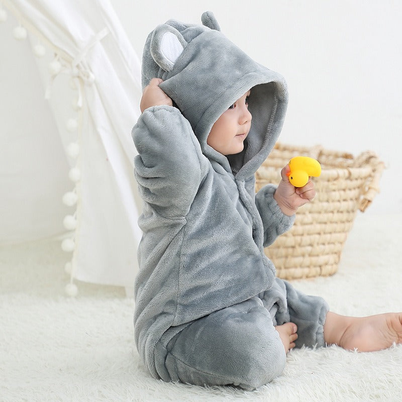 Close-Up of Bear Style Baby Jumpsuit – Cute and Cozy Design